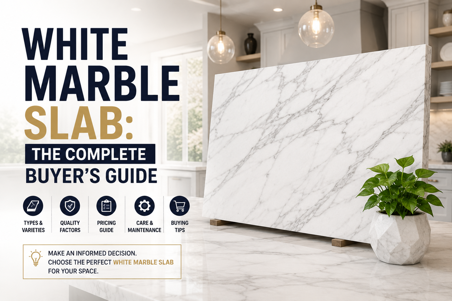 White Marble Slab Guide – Types, Uses & Buying Tips